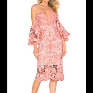 Thurley Orissa Lace Strapless Dress in Coral